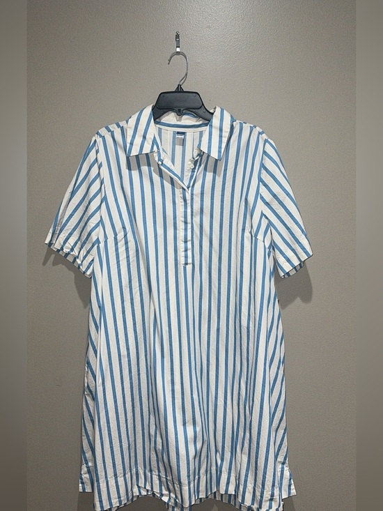 Old Navy Dresses & Skirts - Old Navy White and Blue Striped Men’s Short-Sleeve Polo Shirt